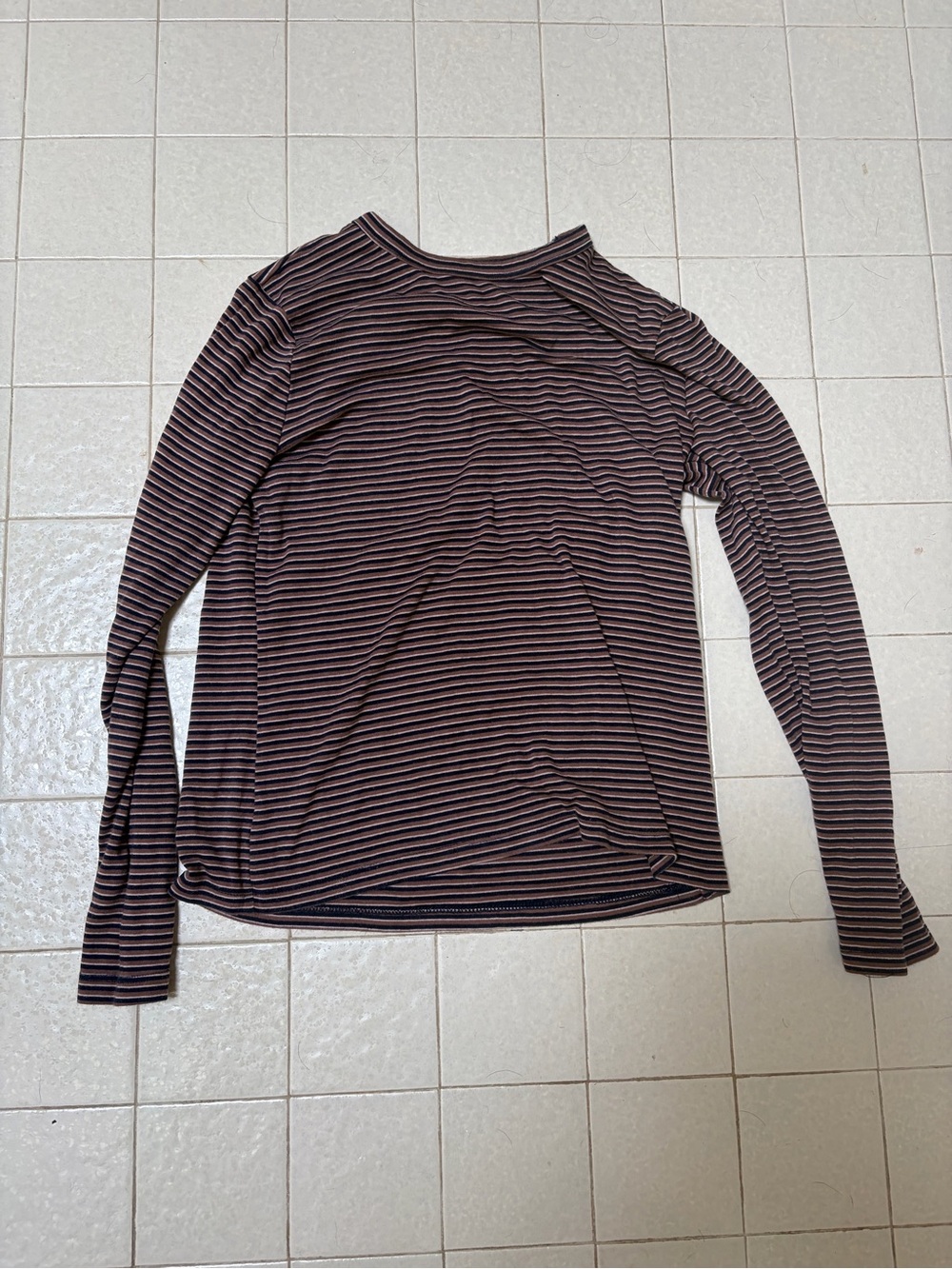 a new day Striped Long-Sleeve Tee in Brown and Black